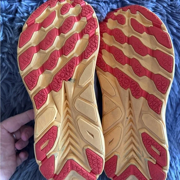 Hoka One One Sky Blue and Tangerine Athletic Shoes - Picture 4 of 9